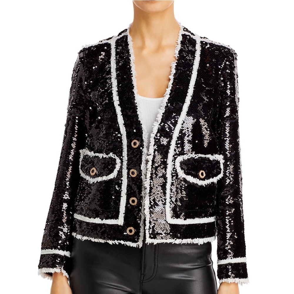Aqua sequin blazer purchased at Bloomingdale’s
